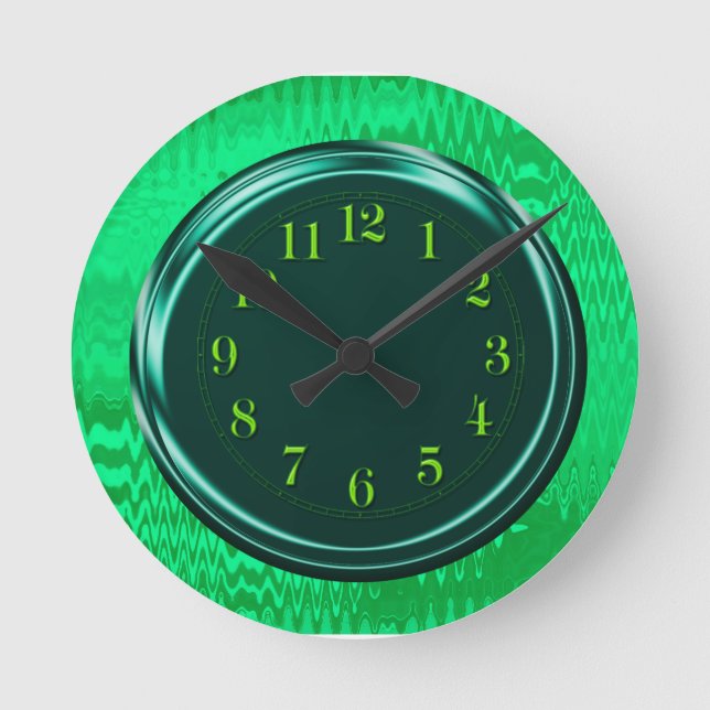 Redondo Mediano Reloj abstracto metálico de neón verde (Anverso)