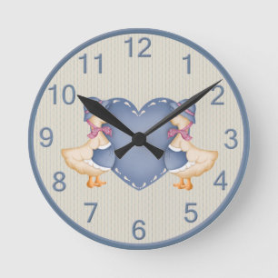 Redondo Mediano Reloj adorable del ganso del país