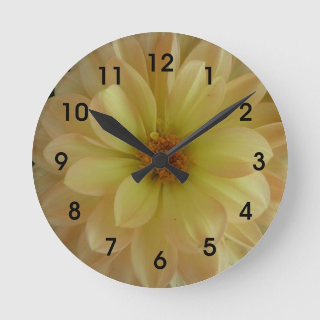 Redondo Mediano Reloj amarillo alegre de la flor (Anverso)