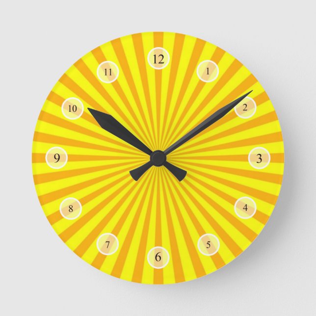 Redondo Mediano Reloj amarillo de ráfaga de sol (Anverso)