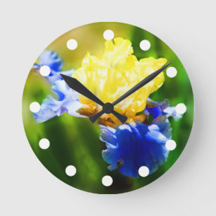 Redondo Mediano Reloj amarillo y violeta del iris