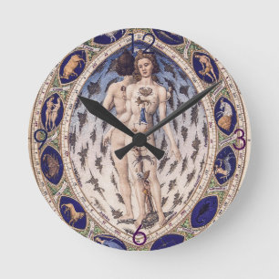 Redondo Mediano Reloj anatómico de pared de zodiaco