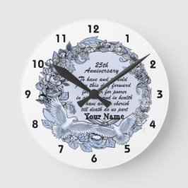 Redondo Mediano Reloj Aniversario de Bodas de Plata
