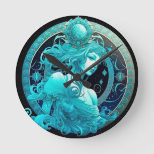 Redondo Mediano Reloj Aquarius Zodiac
