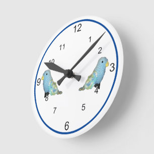Redondo Mediano Reloj - Aves Azules