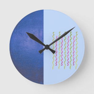 Redondo Mediano Reloj Azul de Dos Tonos Minimalista