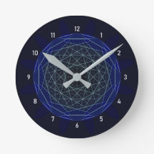 Reloj azul geométrico de moirè