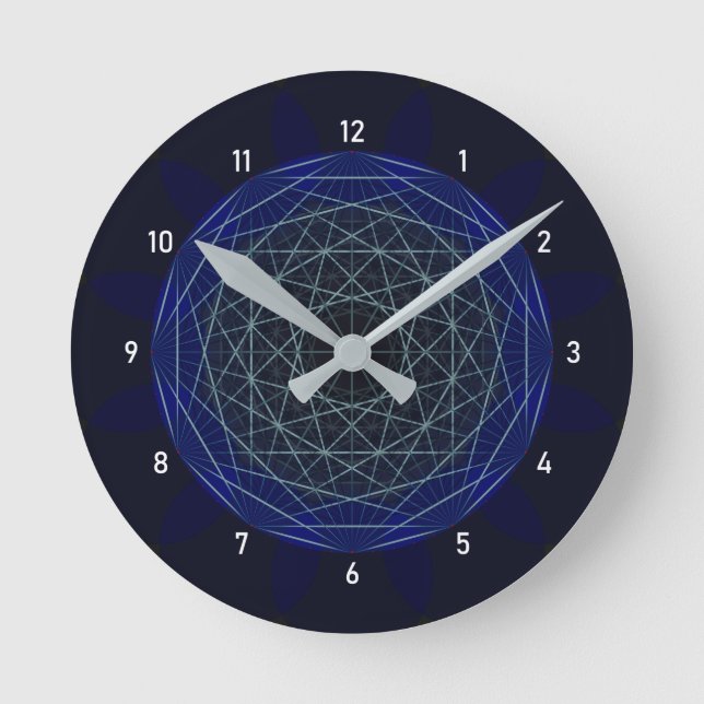 Redondo Mediano Reloj azul geométrico de moirè (Anverso)