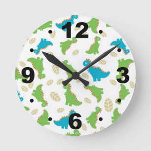 Redondo Mediano Reloj azul lindo de los niños de los dinosaurios