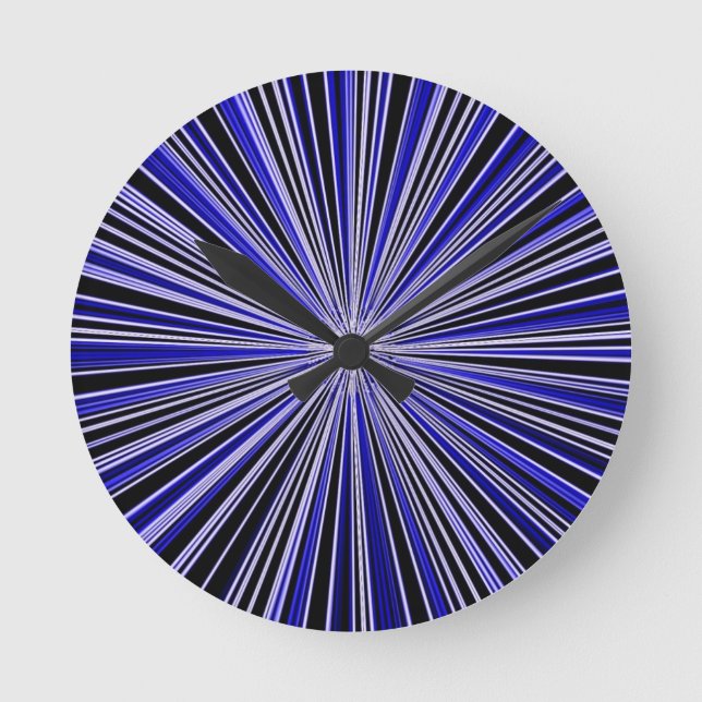 Redondo Mediano Reloj azul y negro retro (Anverso)
