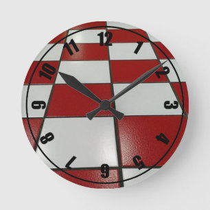 Redondo Mediano Reloj blanco rojo del vintage de N
