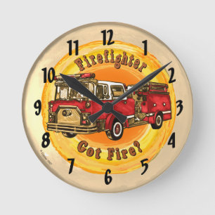 Redondo Mediano Reloj Bombero Tiene Fuego