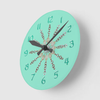 Redondo Mediano Reloj - Cadena de cobre y perlas