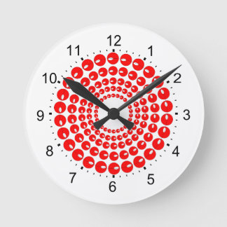 Redondo Mediano Reloj - Círculos concéntricos rojos de cuentas