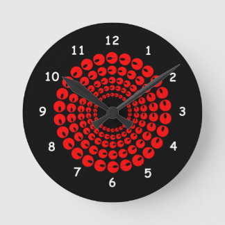 Redondo Mediano Reloj - Círculos concéntricos rojos de cuentas en