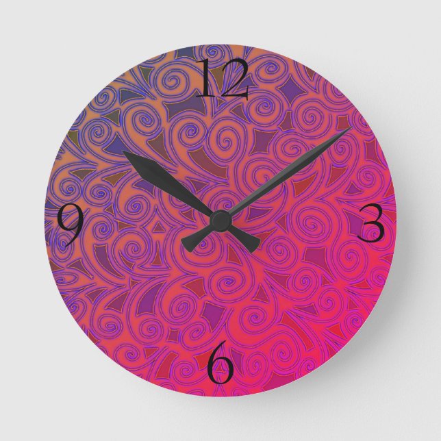 Redondo Mediano Reloj con diseño abstracto (Anverso)