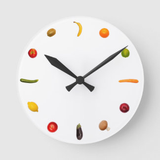 Redondo Mediano Reloj con verduras y frutas