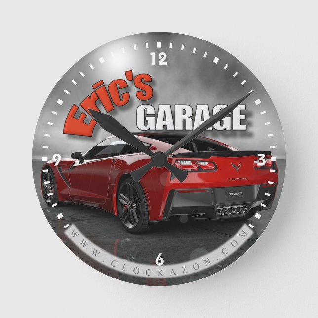 Redondo Mediano Reloj conocido personalizado del garaje del (Anverso)