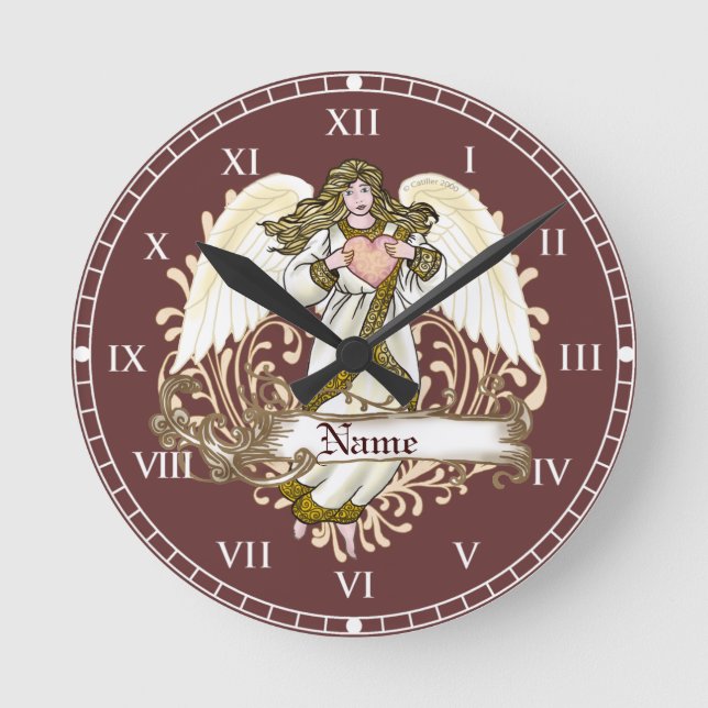 Redondo Mediano Reloj corazón de ángel dorado (Anverso)