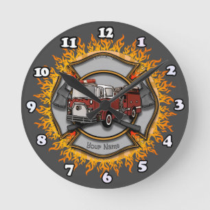 Redondo Mediano Reloj Cruz de Malta Camión de Bomberos Bombero