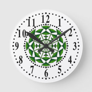 Redondo Mediano Reloj De 153 Paredes Verde Y Verde Verde Forestal