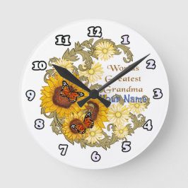 Redondo Mediano Reloj de abuela girasol 