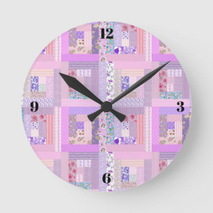 Redondo Mediano Reloj de acolchado rosa decoración minimalista de