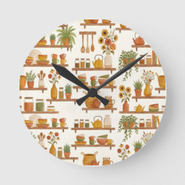 Redondo Mediano Reloj de Acuarela de Estante de Cocina Acogedora