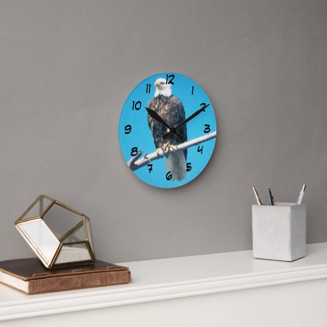 Redondo Mediano Reloj de águila calva (Oficina)
