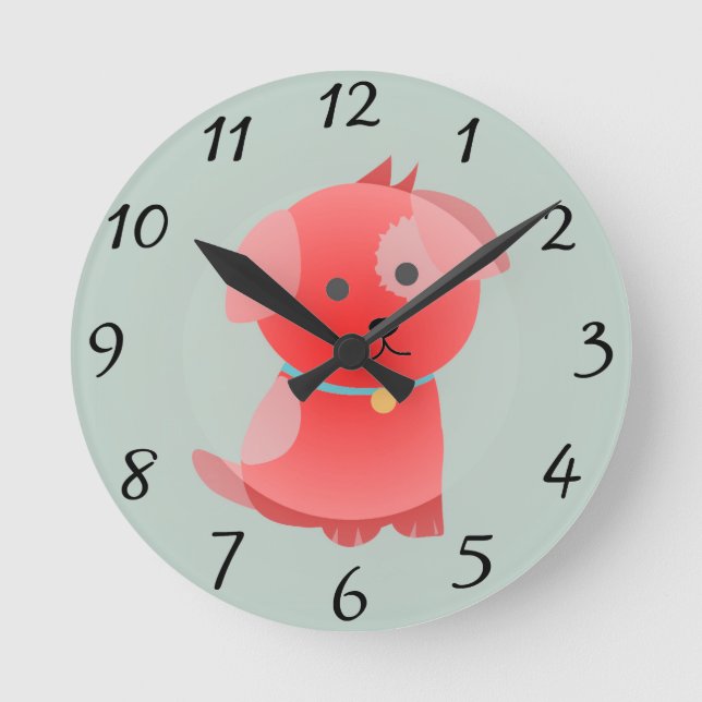 Redondo Mediano Reloj De Amor De Cachorro (Anverso)