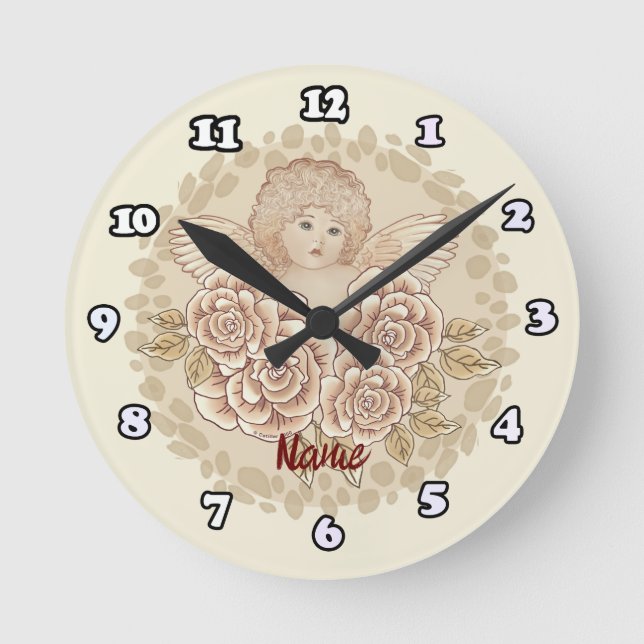 Redondo Mediano Reloj de Ángel Querubín Antiguo (Anverso)