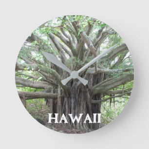 Redondo Mediano Reloj de árbol Bayan de Maui Hawaii