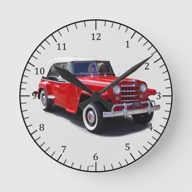 Redondo Mediano Reloj de arriba para jeep rojo de 1951 (Anverso)