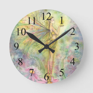 Redondo Mediano Reloj de arte de fantasía de hadas de estrella dor