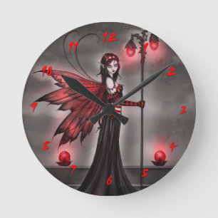 Redondo Mediano Reloj de arte de hadas de fantasía rubí gótico