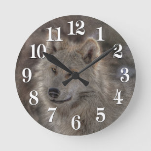 Redondo Mediano Reloj de arte silvestre Silver Wolf