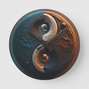 Redondo Mediano Reloj de arte Ying Yang