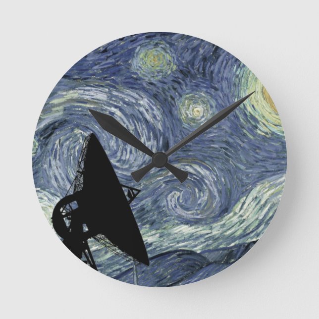 Redondo Mediano Reloj de astronomía geeky (Anverso)