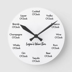Redondo Mediano Reloj de barra divertida negro y blanco