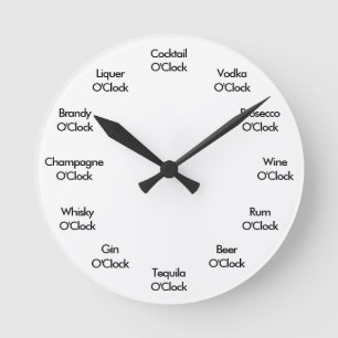 Redondo Mediano Reloj de barra divertida negro y blanco