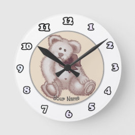 Redondo Mediano Reloj de bebé de osito de peluche