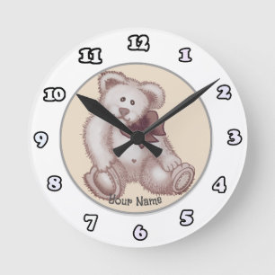 Redondo Mediano Reloj de bebé de osito de peluche