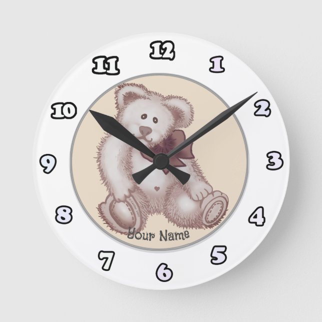 Redondo Mediano Reloj de bebé Teddy Bear (Anverso)