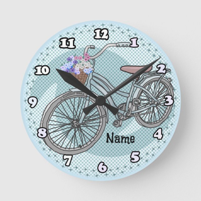 Redondo Mediano Reloj de bicicleta azul (Anverso)
