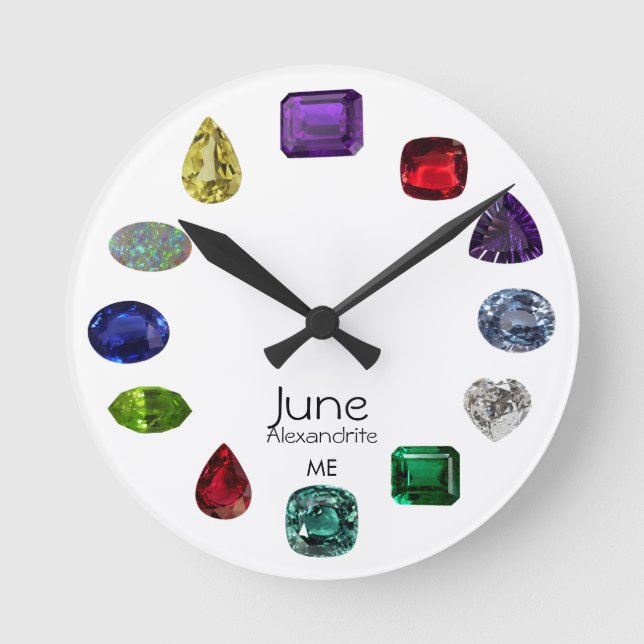 Redondo Mediano Reloj de Birthstone, junio (Anverso)