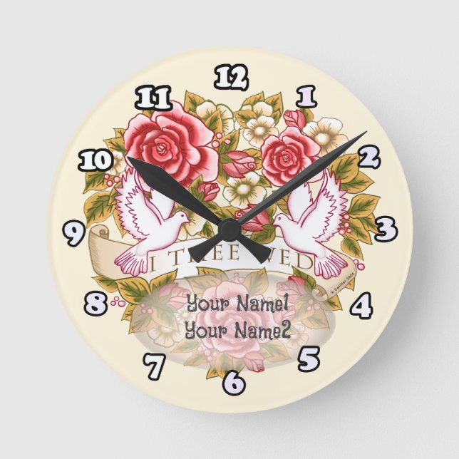 Redondo Mediano Reloj de boda Yo Te Desposo (Anverso)