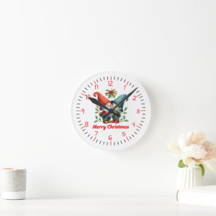 Redondo Mediano Reloj de Bolsillo de Navidad Abrazo de Gnome Festi