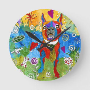Redondo Mediano Reloj de Boston Terrier (usted puede modificar