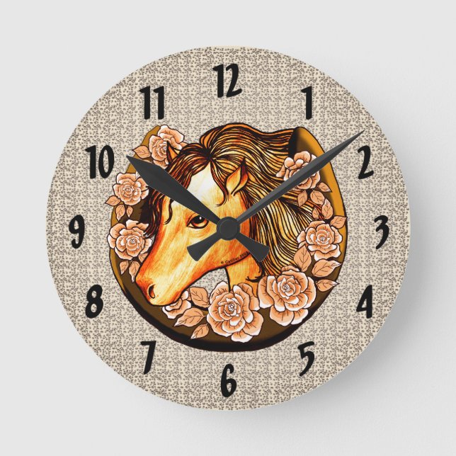 Redondo Mediano Reloj de caballo con rosas (Anverso)