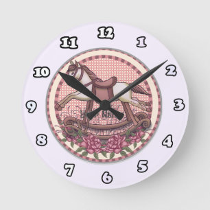 Redondo Mediano Reloj de caballo mecedor de rosas